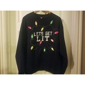 Lets Get Lit Christmas Sweatshirt Large Unisex Adult